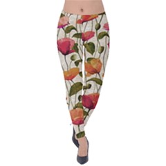 Floral Pattern Velvet Leggings