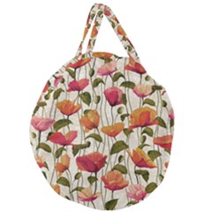 Floral Pattern Giant Round Zipper Tote by Valentinaart