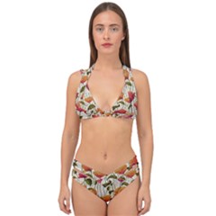 Floral Pattern Double Strap Halter Bikini Set by Valentinaart