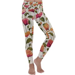 Floral Pattern Kids  Lightweight Velour Classic Yoga Leggings by Valentinaart