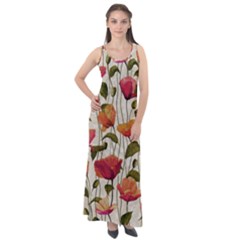 Floral Pattern Sleeveless Velour Maxi Dress by Valentinaart