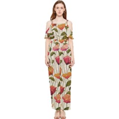 Floral Pattern Draped Sleeveless Chiffon Jumpsuit