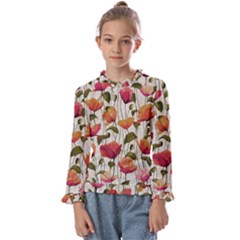 Floral Pattern Kids  Frill Detail Tee