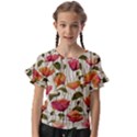 Floral pattern Kids  Cut Out Flutter Sleeves View1