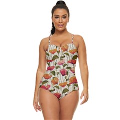 Floral Pattern Retro Full Coverage Swimsuit