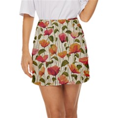 Floral Pattern Mini Front Wrap Skirt