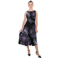 Floral Pattern Midi Tie-back Chiffon Dress by Valentinaart