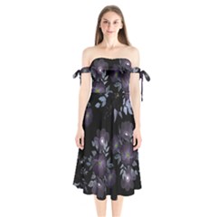 Floral Pattern Shoulder Tie Bardot Midi Dress by Valentinaart