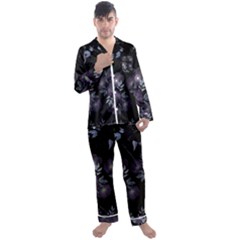 Floral Pattern Men s Long Sleeve Satin Pajamas Set by Valentinaart