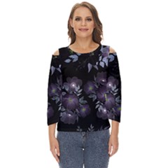 Floral Pattern Cut Out Wide Sleeve Top