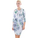 Floral pattern Quarter Sleeve Hood Bodycon Dress View1