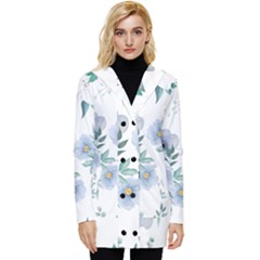 Floral Pattern Button Up Hooded Coat 