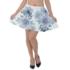 Floral Pattern Velvet Skater Skirt by Valentinaart