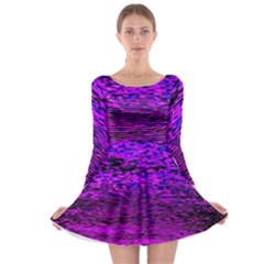 Magenta Waves Flow Series 2 Long Sleeve Skater Dress by DimitriosArt