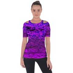 Magenta Waves Flow Series 2 Shoulder Cut Out Short Sleeve Top by DimitriosArt