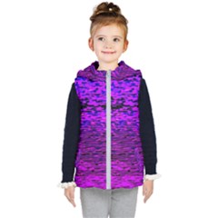 Magenta Waves Flow Series 2 Kids  Hooded Puffer Vest by DimitriosArt