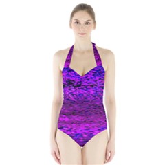 Magenta Waves Flow Series 2 Halter Swimsuit by DimitriosArt