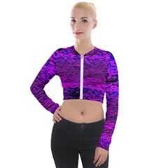 Magenta Waves Flow Series 2 Long Sleeve Cropped Velvet Jacket by DimitriosArt