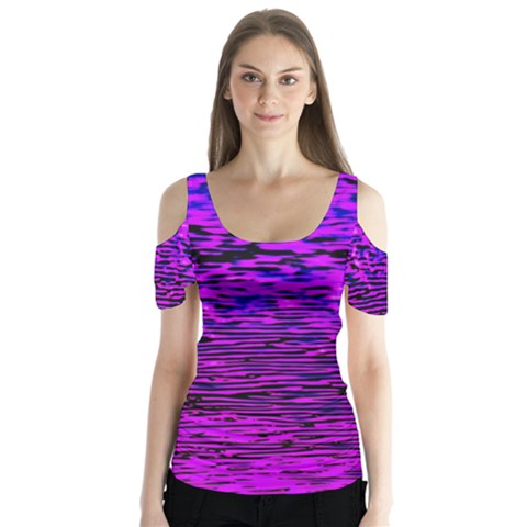 Magenta Waves Flow Series 2 Butterfly Sleeve Cutout Tee  by DimitriosArt