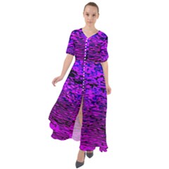 Magenta Waves Flow Series 2 Waist Tie Boho Maxi Dress by DimitriosArt