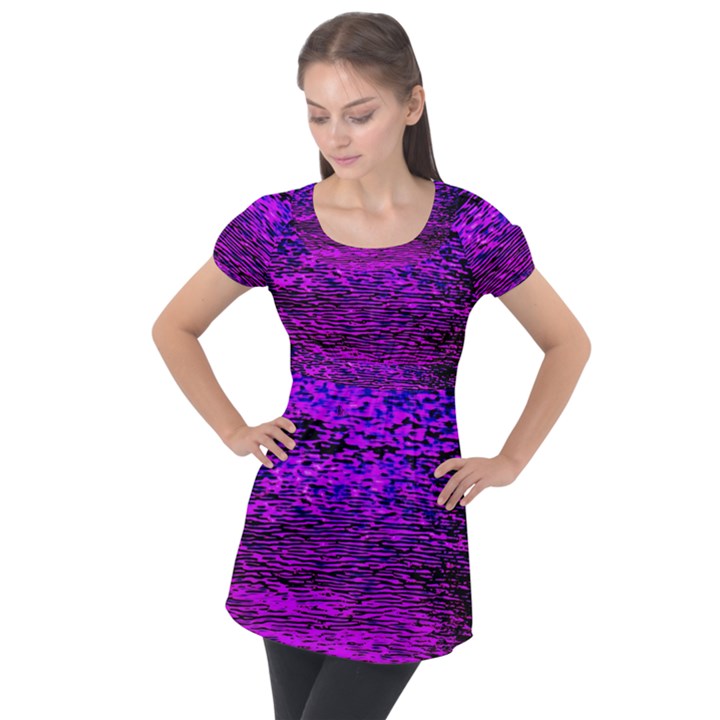 Magenta waves flow series 2 Puff Sleeve Tunic Top