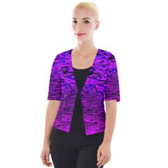 Magenta Waves Flow Series 2 Cropped Button Cardigan by DimitriosArt