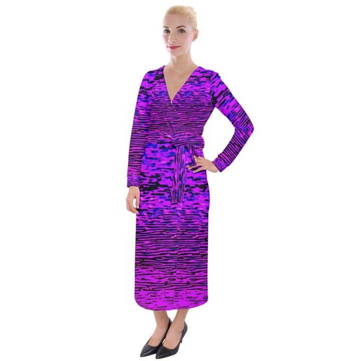 Magenta waves flow series 2 Velvet Maxi Wrap Dress