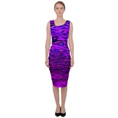 Magenta Waves Flow Series 2 Sleeveless Pencil Dress by DimitriosArt