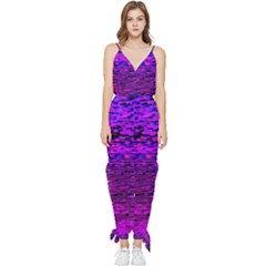 Magenta Waves Flow Series 2 Sleeveless Tie Ankle Chiffon Jumpsuit by DimitriosArt