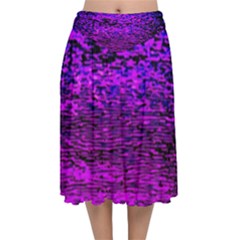 Magenta Waves Flow Series 2 Velvet Flared Midi Skirt by DimitriosArt