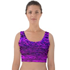 Magenta Waves Flow Series 2 Velvet Crop Top by DimitriosArt