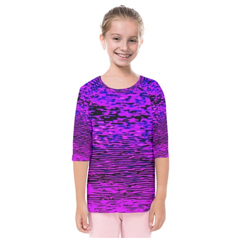 Magenta Waves Flow Series 2 Kids  Quarter Sleeve Raglan Tee by DimitriosArt