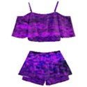 Magenta waves flow series 2 Kids  Off Shoulder Skirt Bikini View2