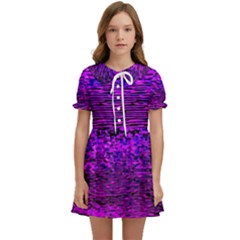 Magenta Waves Flow Series 2 Kids  Sweet Collar Dress by DimitriosArt