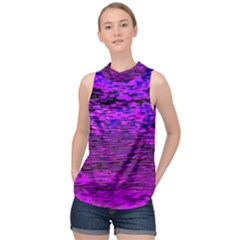 Magenta Waves Flow Series 2 High Neck Satin Top by DimitriosArt