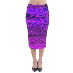 Magenta Waves Flow Series 2 Velvet Midi Pencil Skirt by DimitriosArt