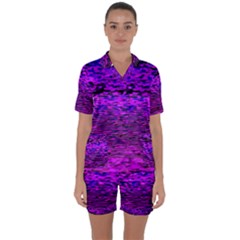 Magenta Waves Flow Series 2 Satin Short Sleeve Pajamas Set by DimitriosArt