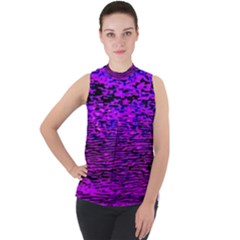 Magenta Waves Flow Series 2 Mock Neck Chiffon Sleeveless Top by DimitriosArt