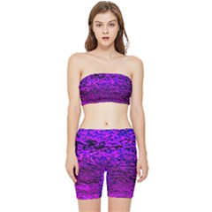 Magenta Waves Flow Series 2 Stretch Shorts And Tube Top Set by DimitriosArt