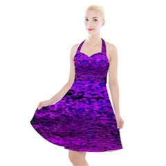 Magenta Waves Flow Series 2 Halter Party Swing Dress  by DimitriosArt