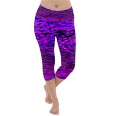 Magenta Waves Flow Series 2 Lightweight Velour Capri Yoga Leggings by DimitriosArt