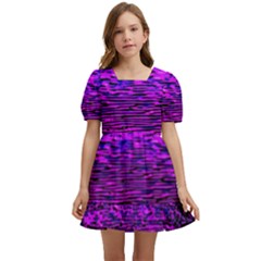 Magenta Waves Flow Series 2 Kids  Short Sleeve Dolly Dress by DimitriosArt