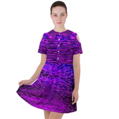 Magenta Waves Flow Series 2 Short Sleeve Shoulder Cut Out Dress  by DimitriosArt