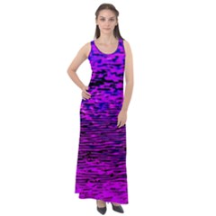 Magenta Waves Flow Series 2 Sleeveless Velour Maxi Dress by DimitriosArt