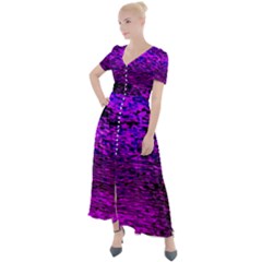 Magenta Waves Flow Series 2 Button Up Short Sleeve Maxi Dress by DimitriosArt