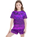 Magenta waves flow series 2 Kids  Tee and Sports Shorts Set View1