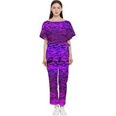 Magenta Waves Flow Series 2 Batwing Lightweight Chiffon Jumpsuit by DimitriosArt