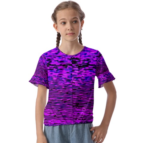 Magenta Waves Flow Series 2 Kids  Cuff Sleeve Scrunch Bottom Tee by DimitriosArt