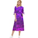 Magenta waves flow series 2 Bow Sleeve Chiffon Midi Dress View1