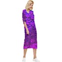 Magenta waves flow series 2 Bow Sleeve Chiffon Midi Dress View3